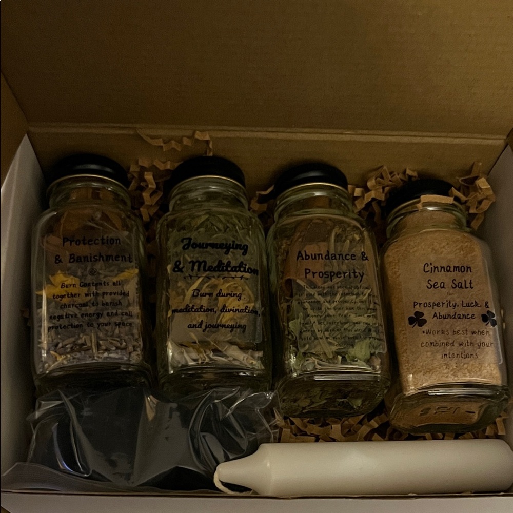 Herbal Ritual Kit with Candles and Jars